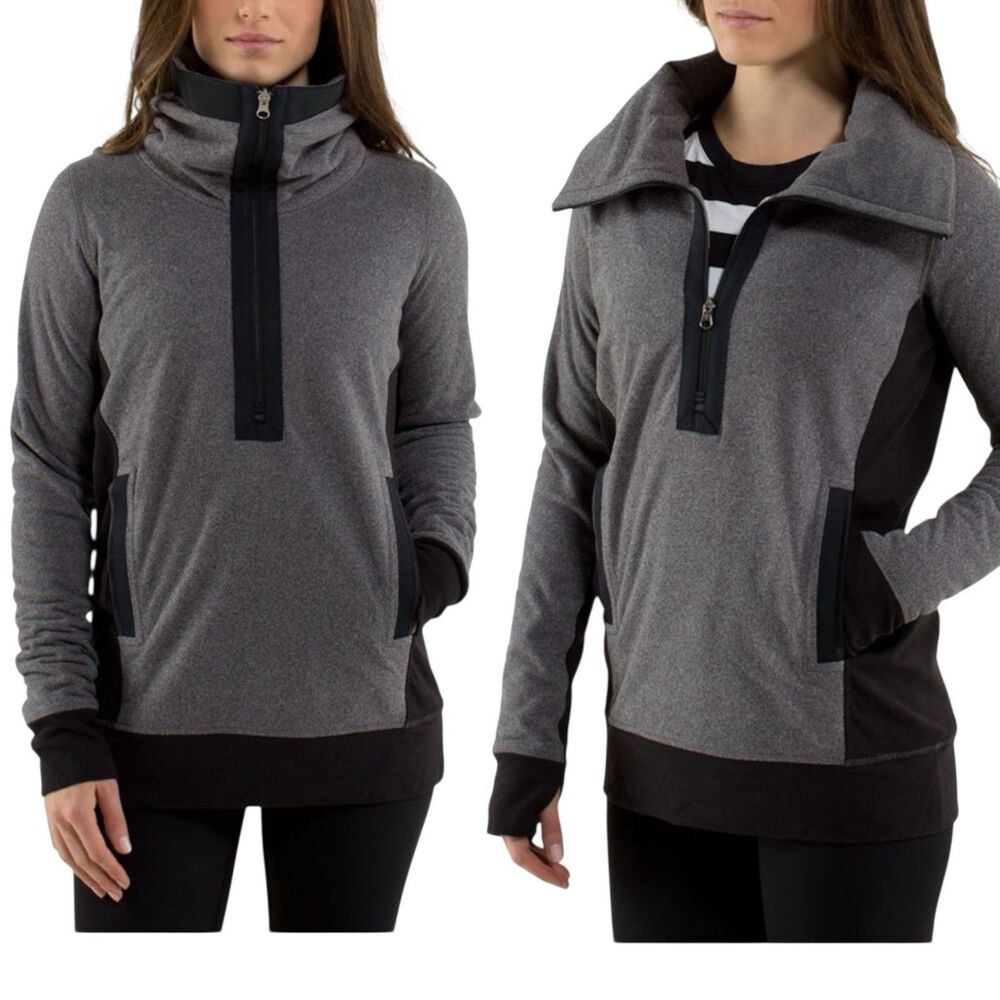 Lululemon Post Chaturanga 1/2 Zip Pullover 6 Sweatshirt Fleece Jacket Black